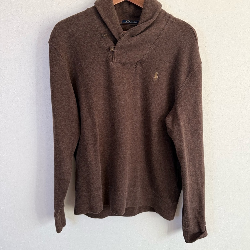 Polo Ralph Lauren Brown Shawl Collar Sweater Pony Pullover Men’s Large